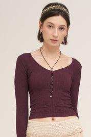 Ondine Lace Texture Long Sleeve Top - Westly