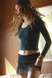 Ondine Lace Texture Long Sleeve Top - Westly