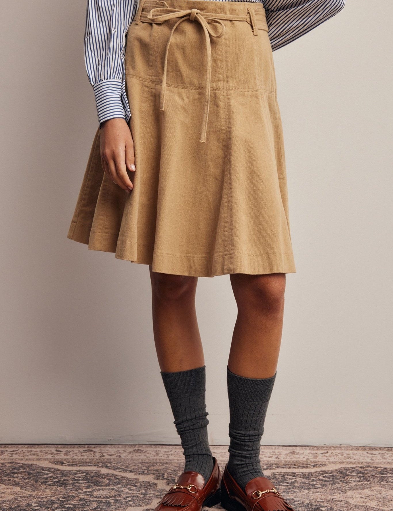 Opalstone Belted A-Line Midi Skirt - Westly