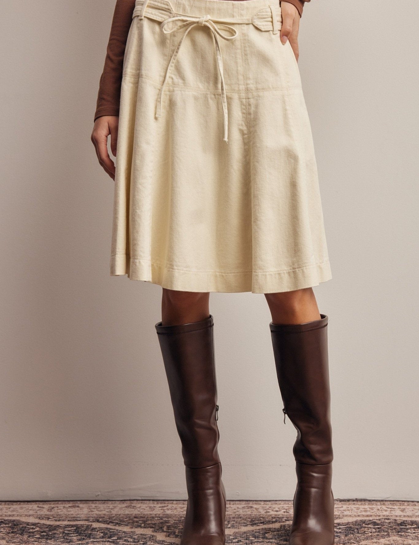 Opalstone Belted A-Line Midi Skirt - Westly