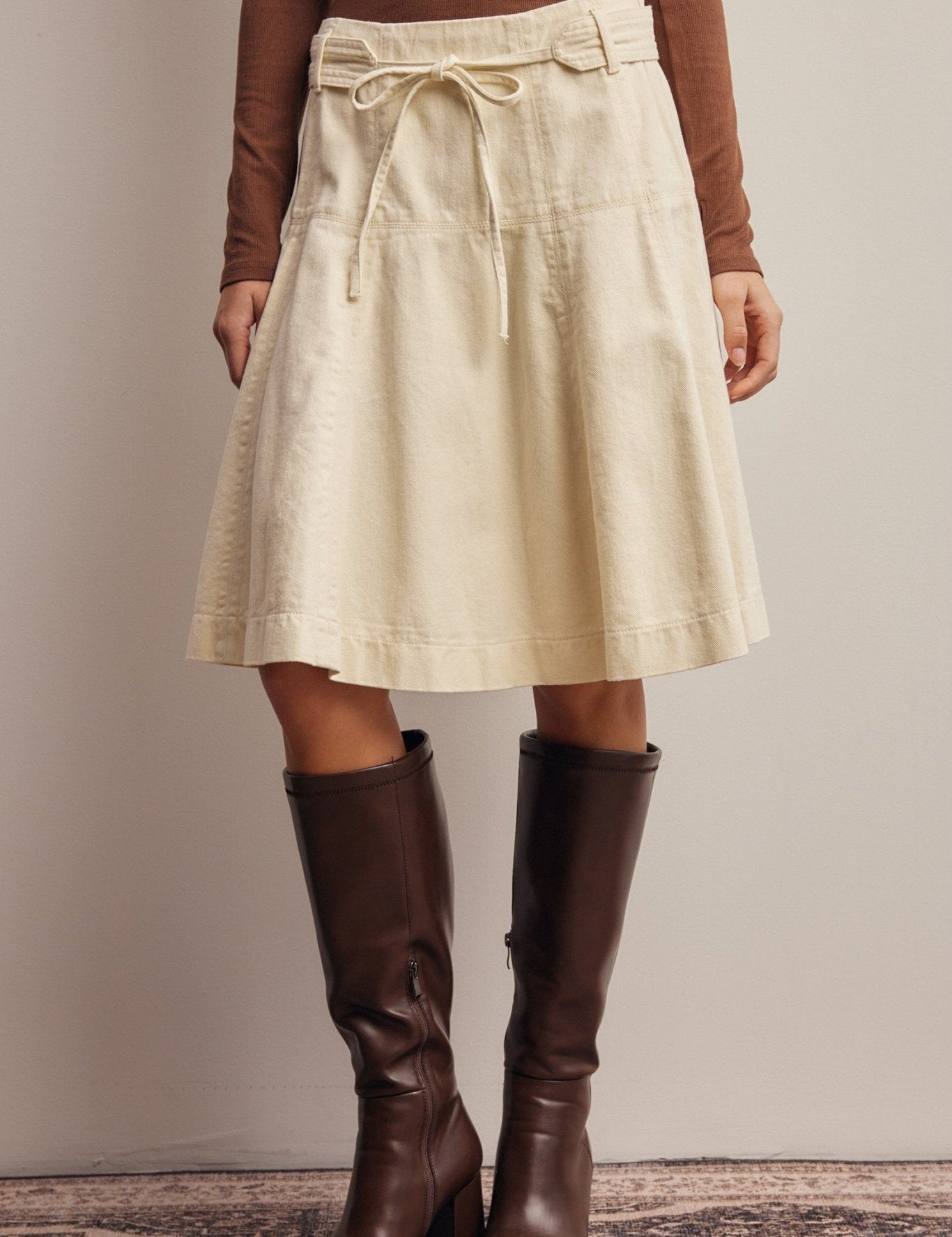 Opalstone Belted A-Line Midi Skirt - Westly