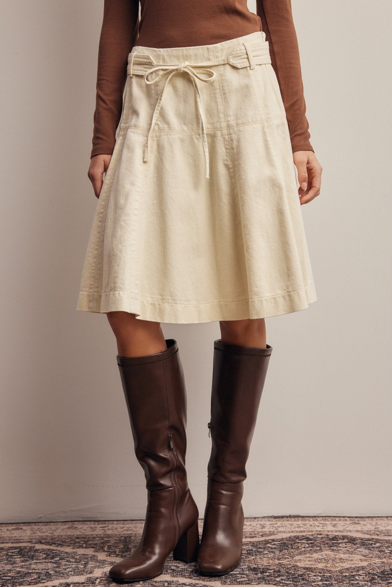 Opalstone Belted A-Line Midi Skirt - Westly
