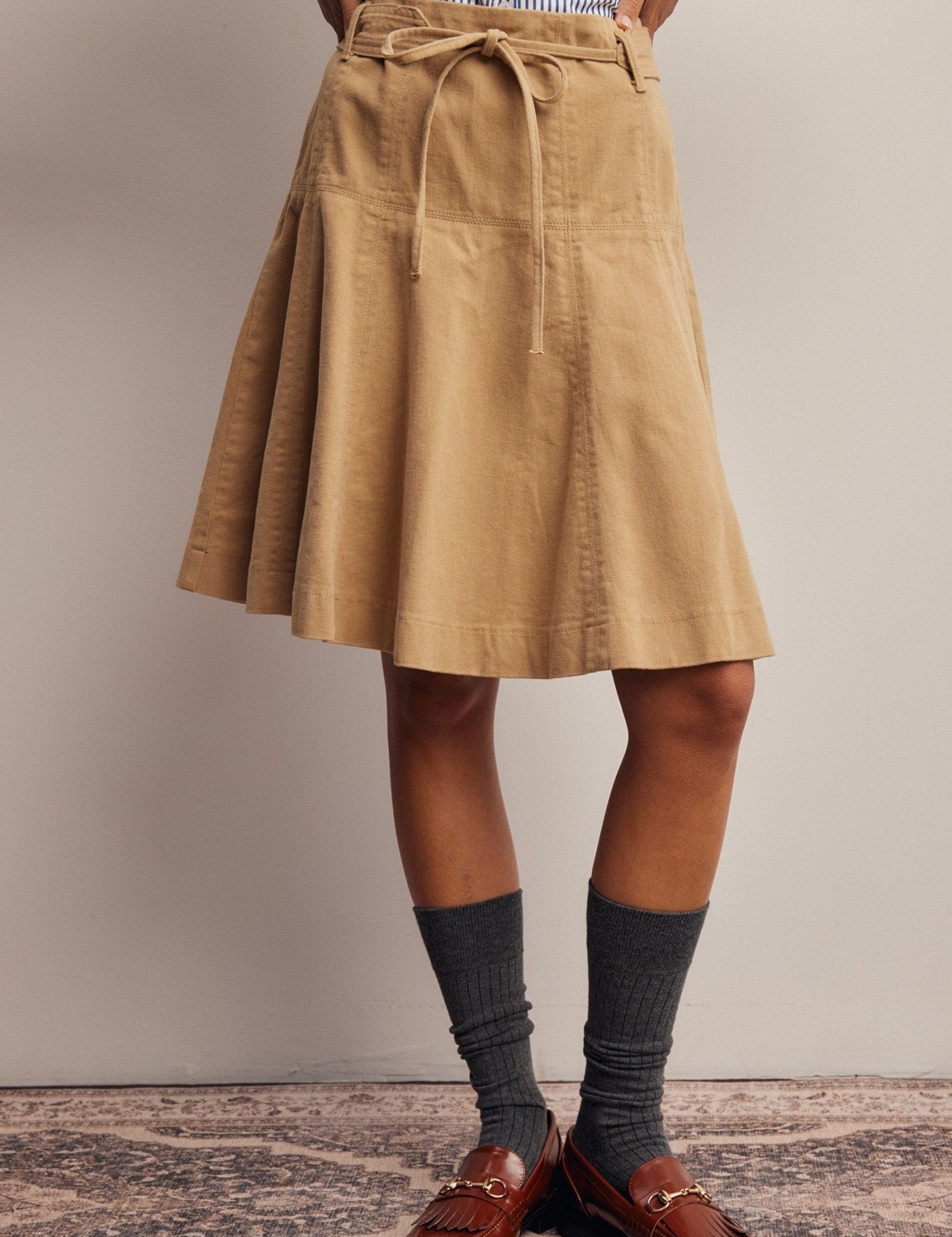 Opalstone Belted A-Line Midi Skirt - Westly