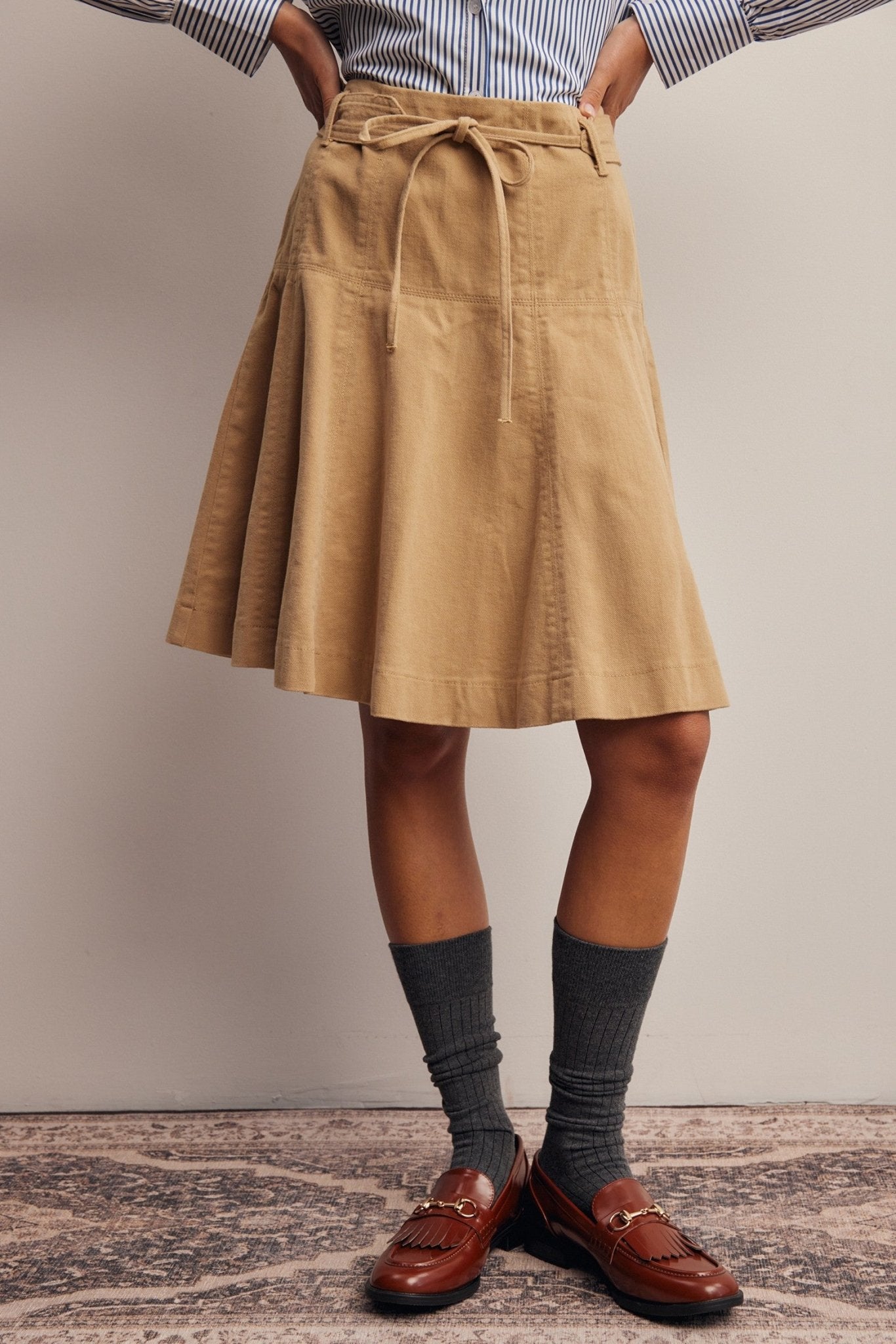 Opalstone Belted A-Line Midi Skirt - Westly