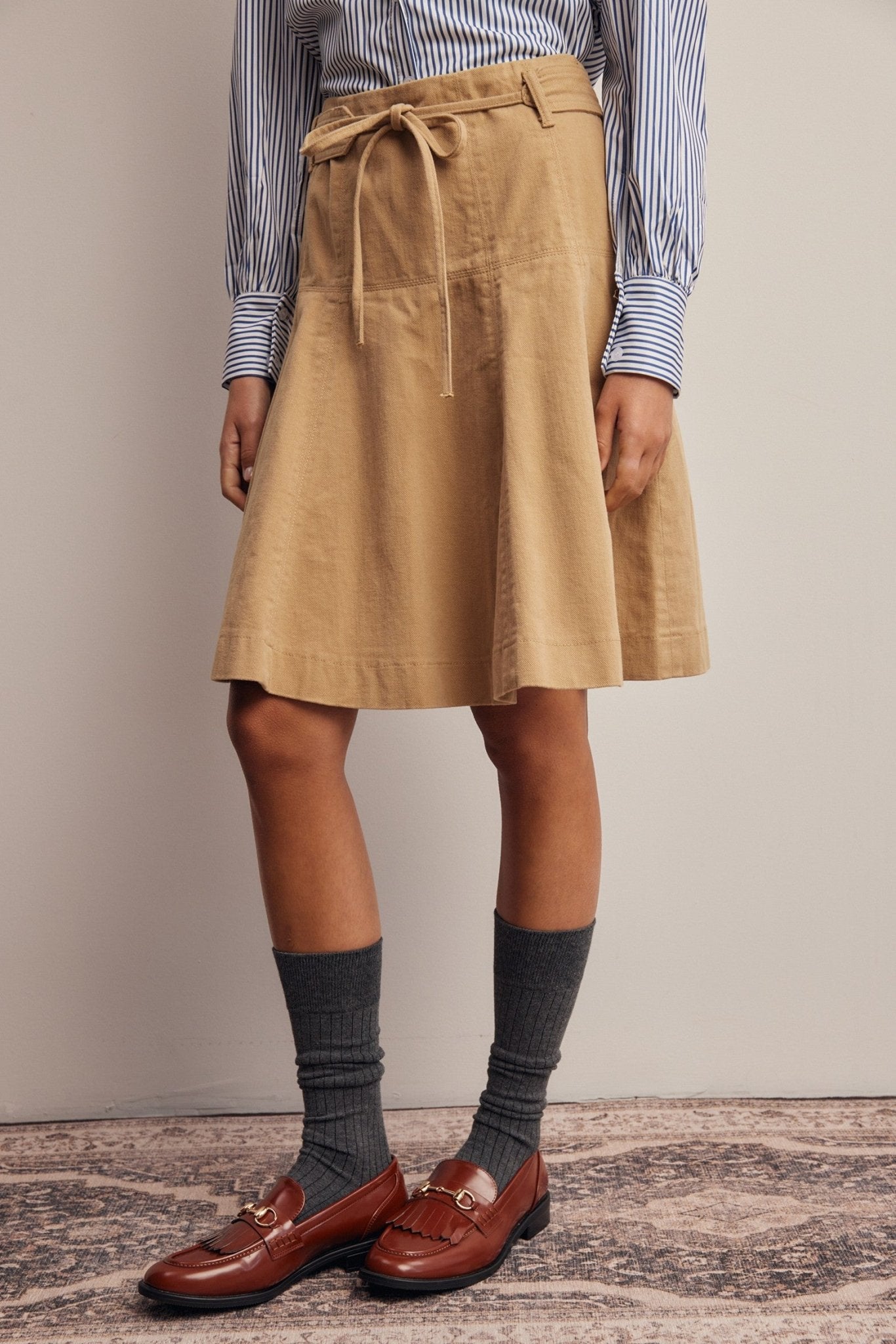 Opalstone Belted A-Line Midi Skirt - Westly