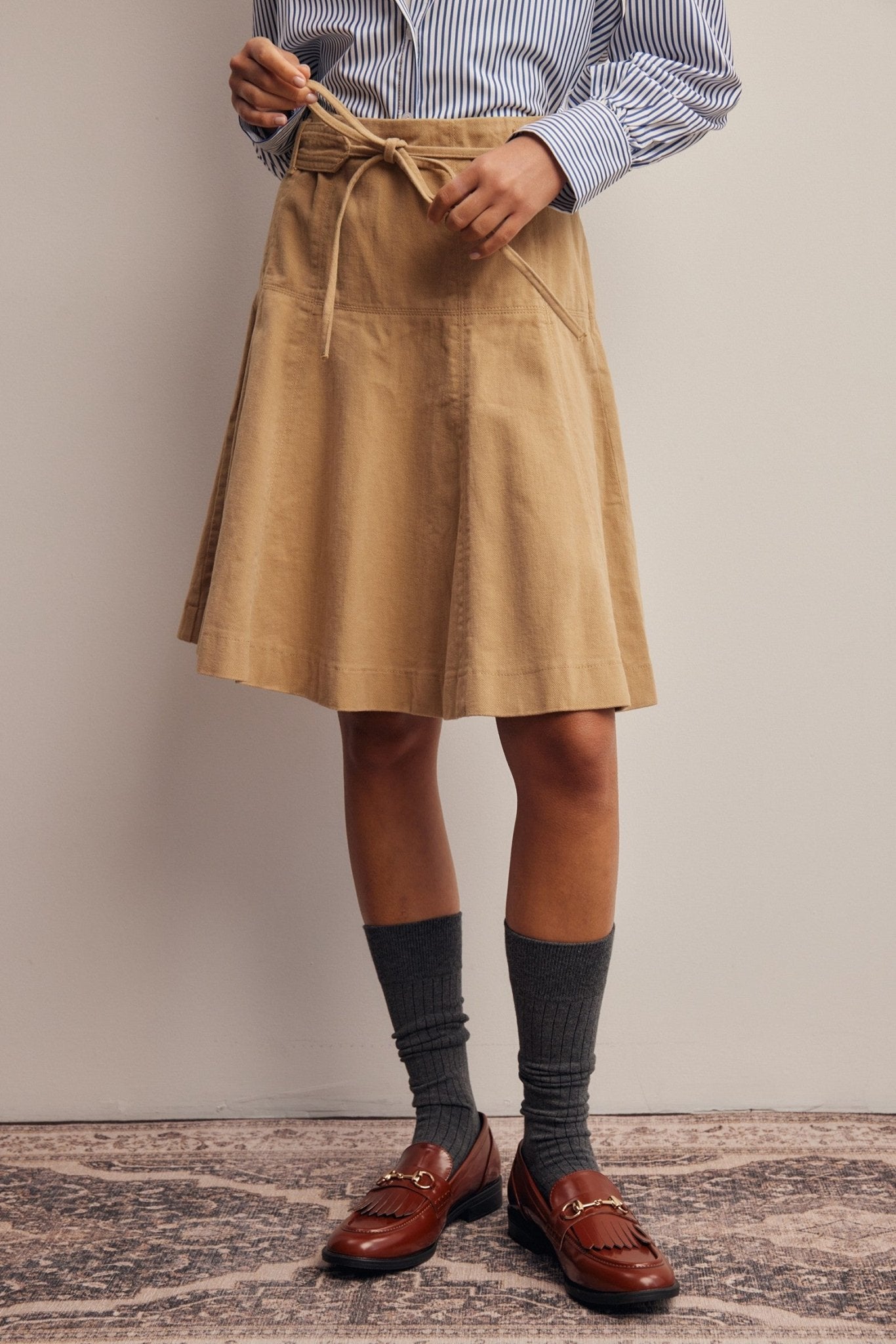 Opalstone Belted A-Line Midi Skirt - Westly