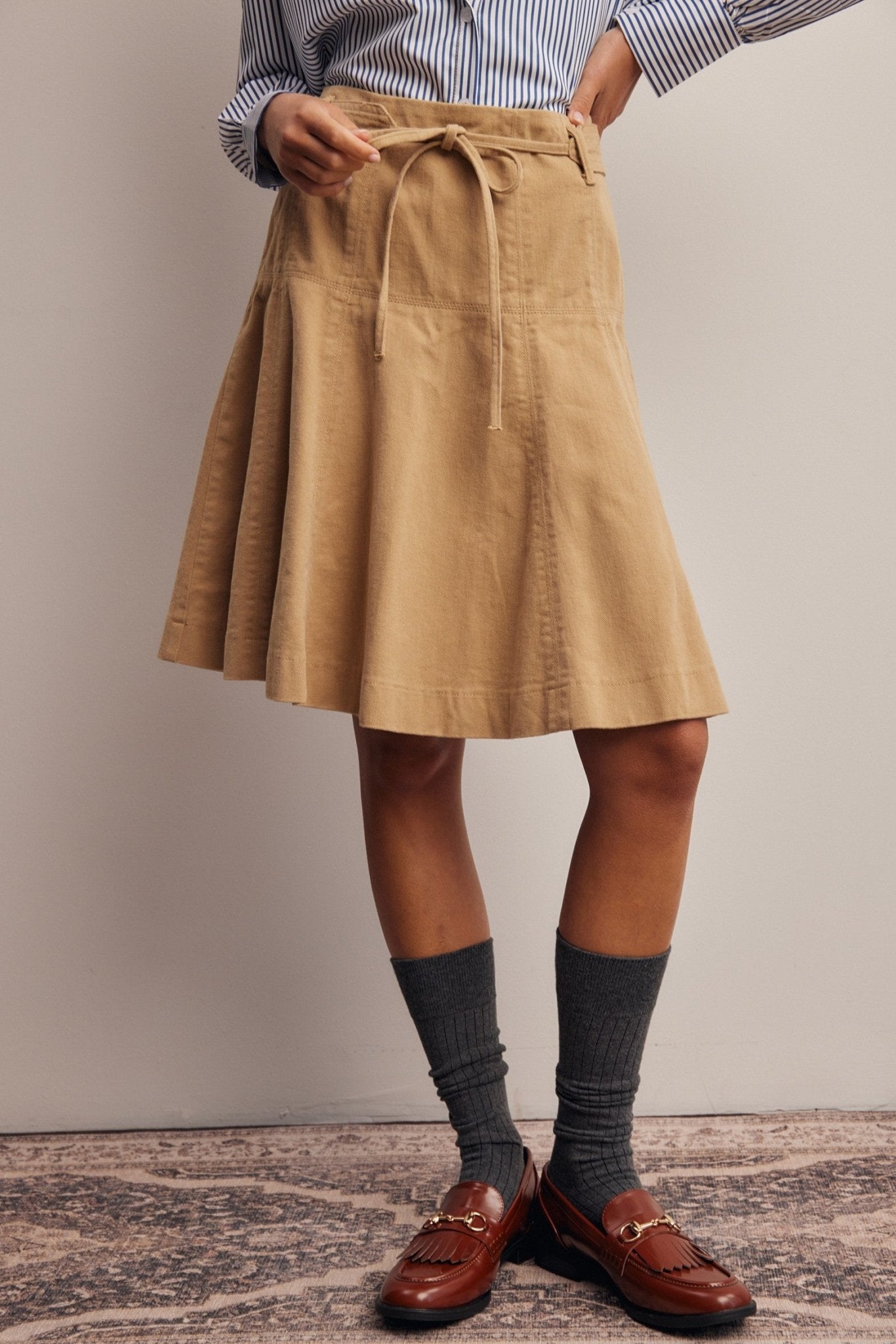 Opalstone Belted A-Line Midi Skirt - Westly