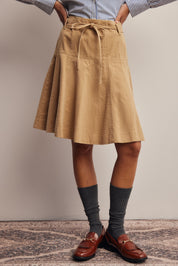 Opalstone Belted A-Line Midi Skirt in Taupe, photo 1