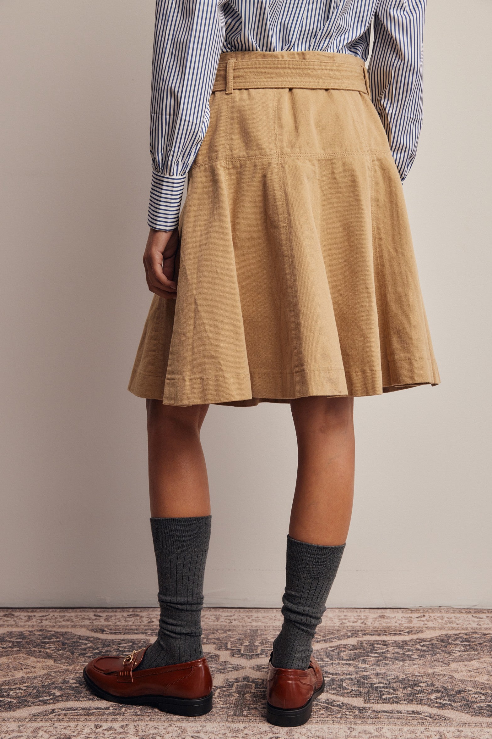 Opalstone Belted A-Line Midi Skirt in Taupe, photo 7
