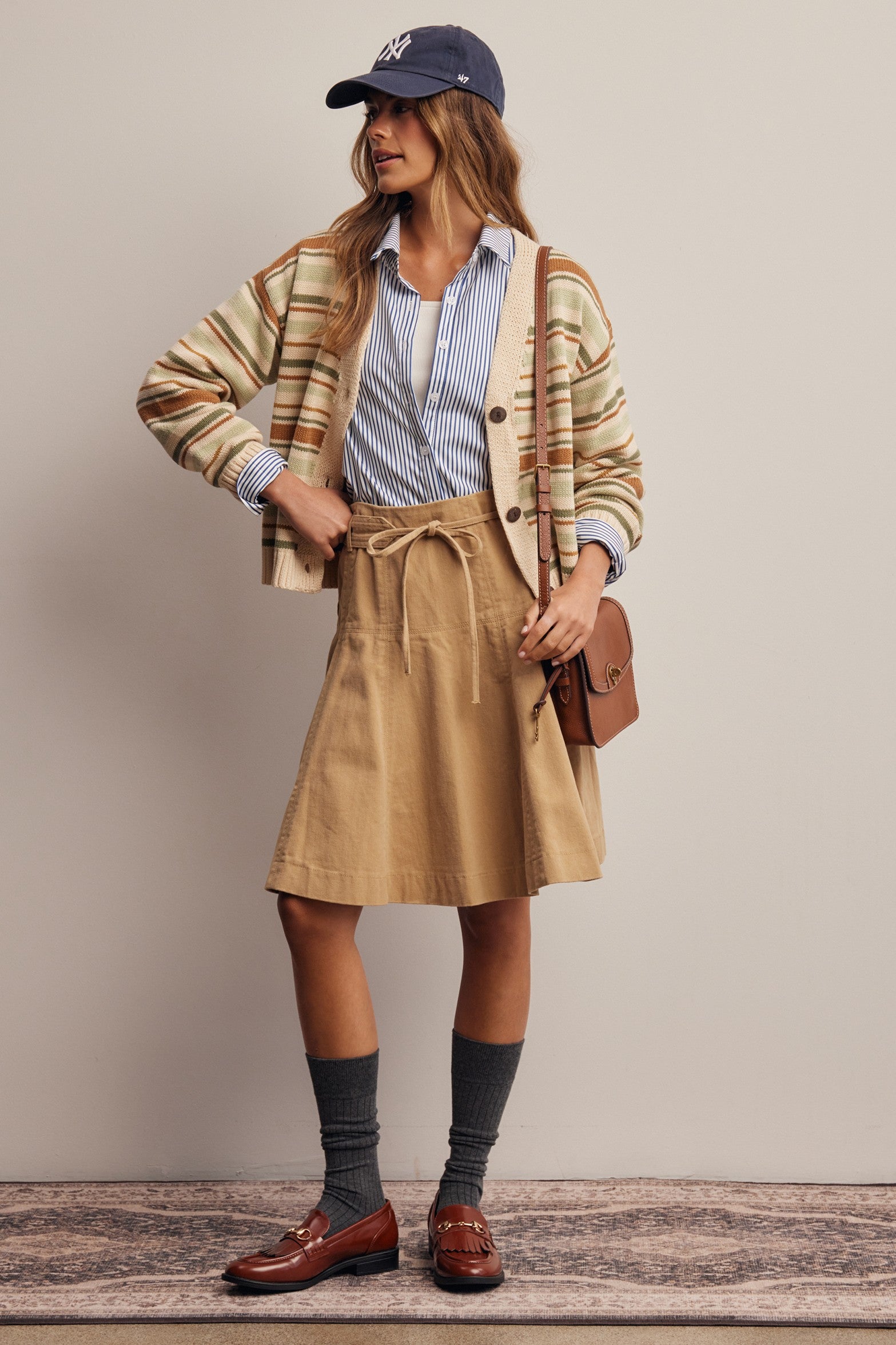 Opalstone Belted A-Line Midi Skirt in Taupe, photo 8