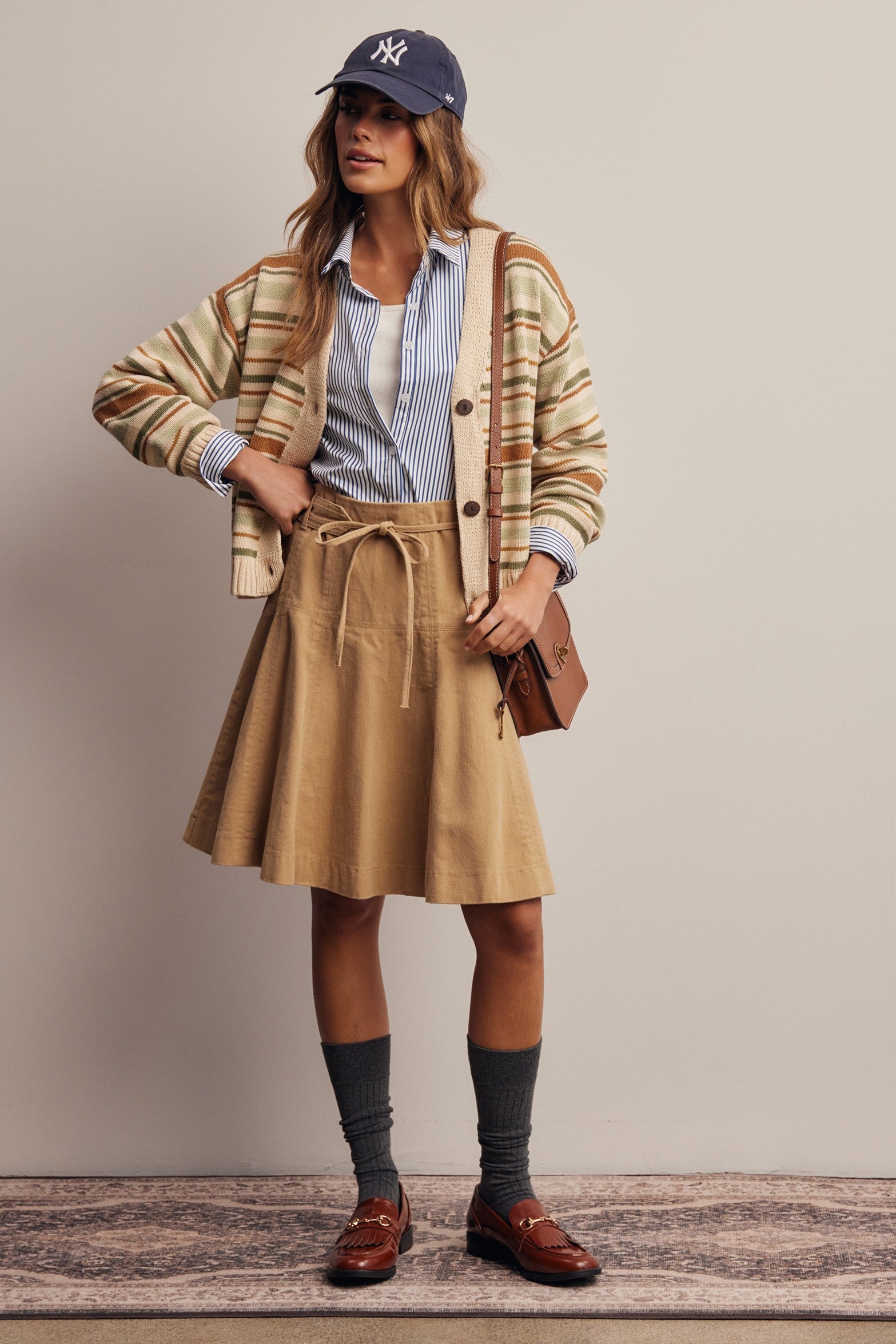 Opalstone Belted A-Line Midi Skirt in Taupe, photo 9