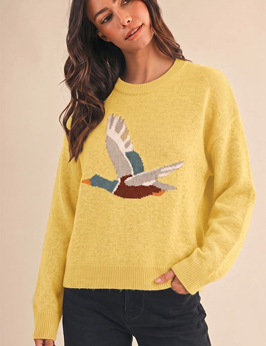Open Sky Mallard Intarsia Sweater in Banana Cream - product photo 1