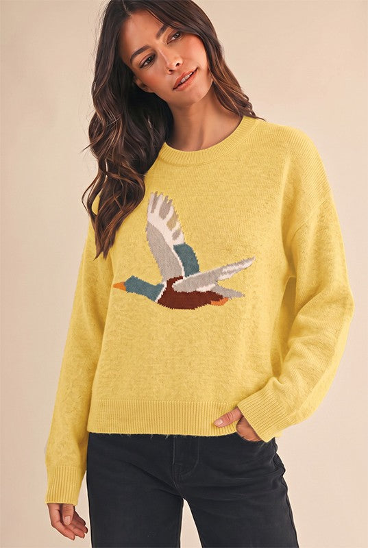 Open Sky Mallard Intarsia Sweater in Banana Cream - product photo 1
