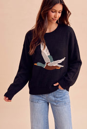 Open Sky Mallard Intarsia Sweater in Black - product photo 1