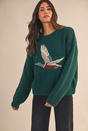 Open Sky Mallard Intarsia Sweater in Hunter Green - product photo 1