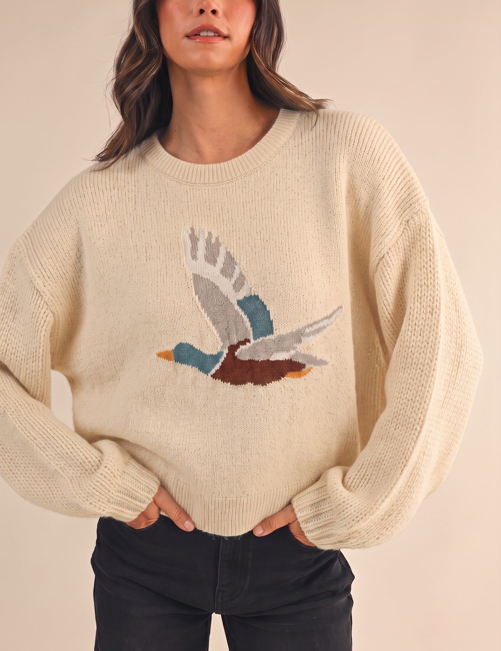 Open Sky Mallard Intarsia Sweater in Ivory - product photo 1