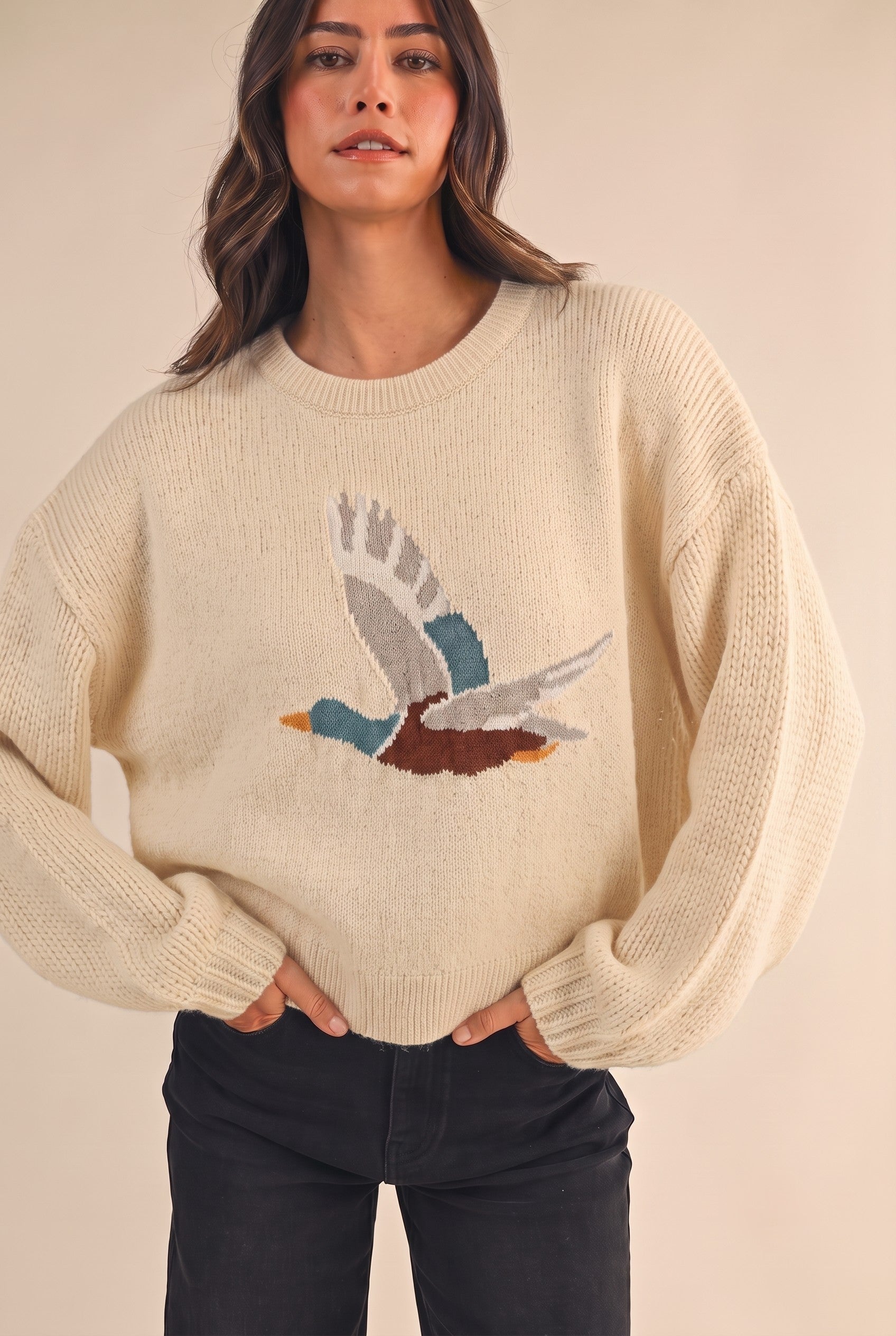 Open Sky Mallard Intarsia Sweater in Ivory - product photo 1