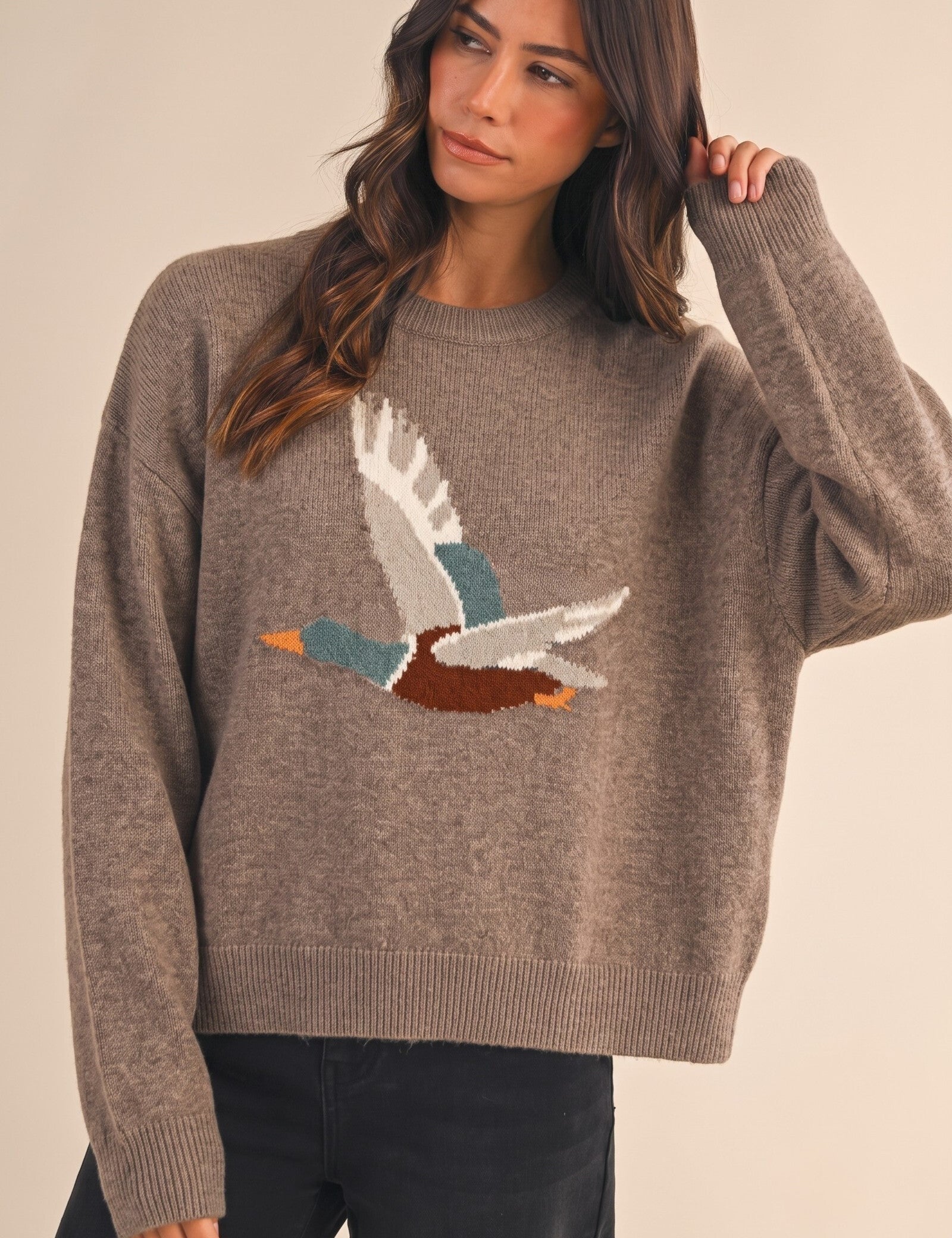 Open Sky Mallard Intarsia Sweater in Mocha - product photo 1