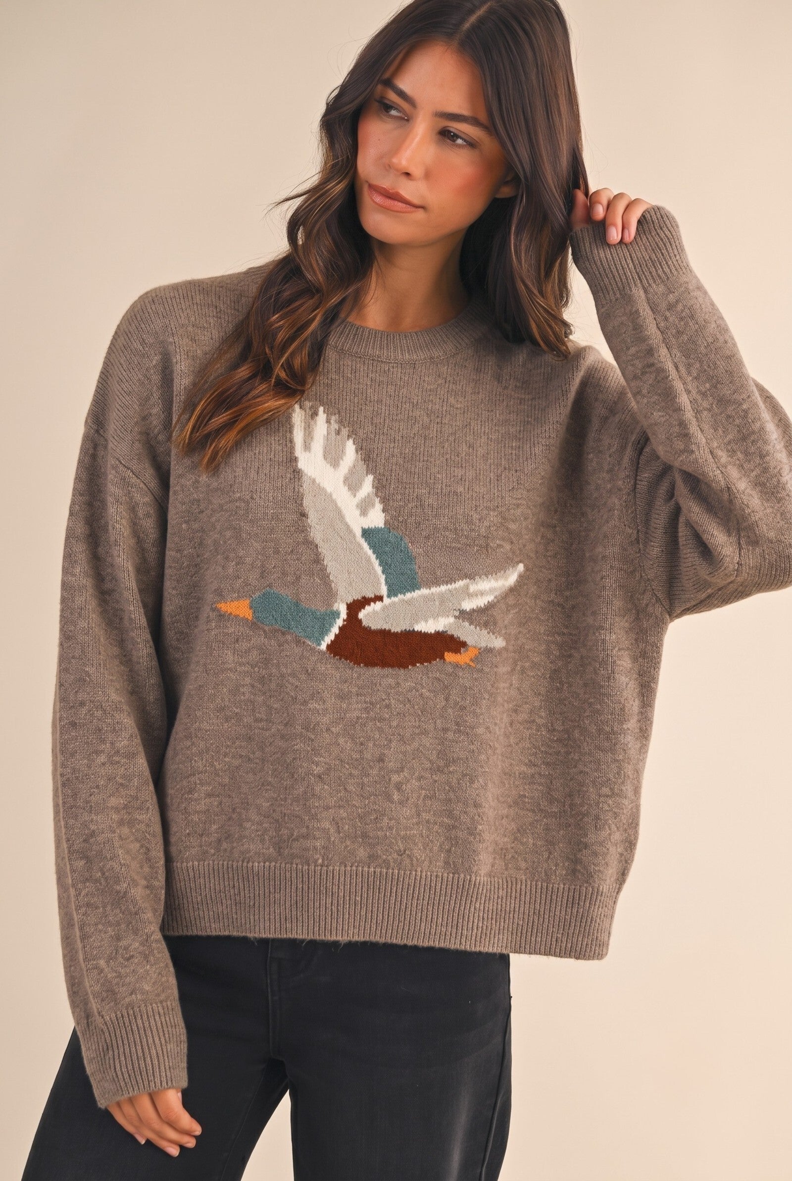 Open Sky Mallard Intarsia Sweater in Mocha - product photo 1