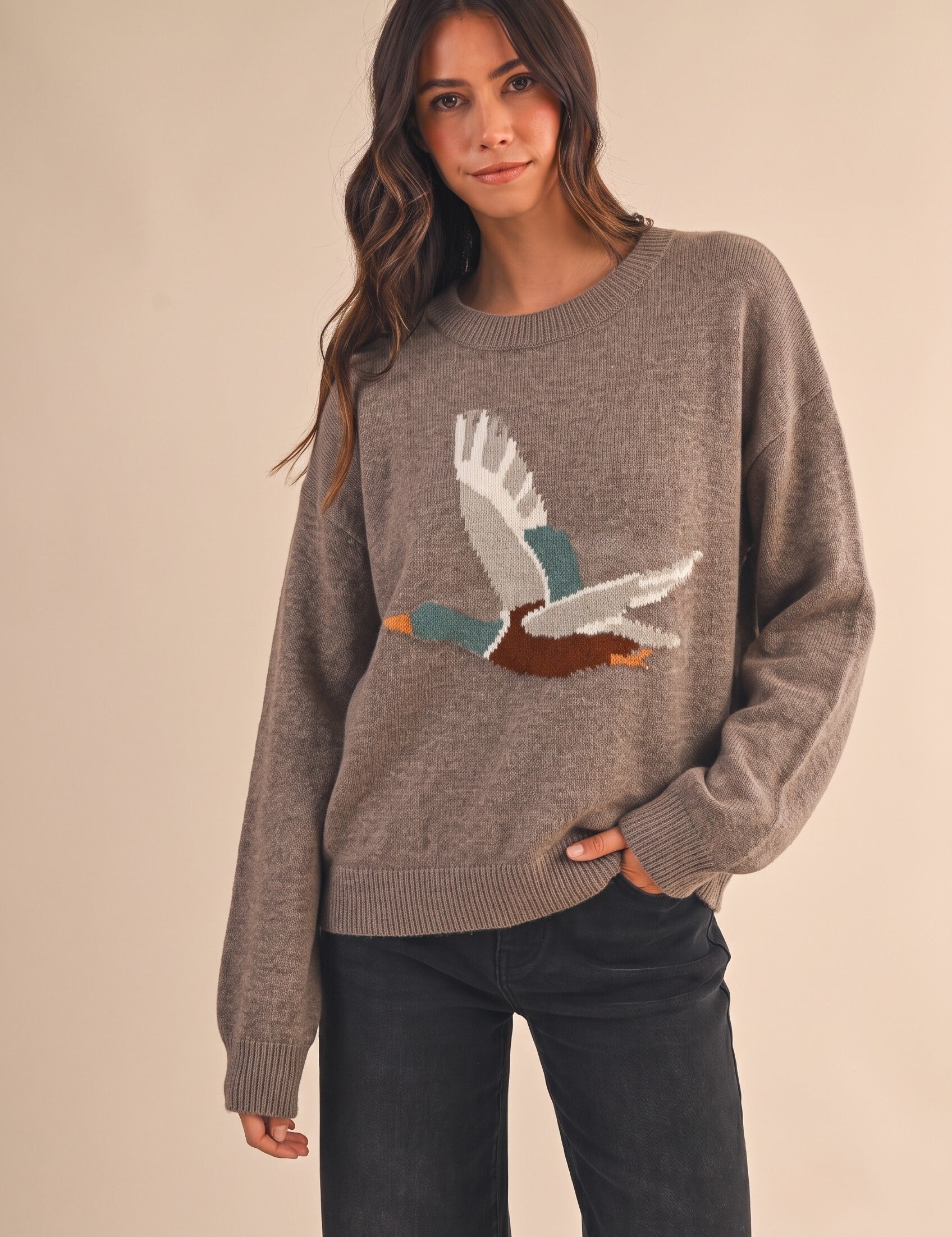 Open Sky Mallard Intarsia Sweater in Mocha - product photo 2