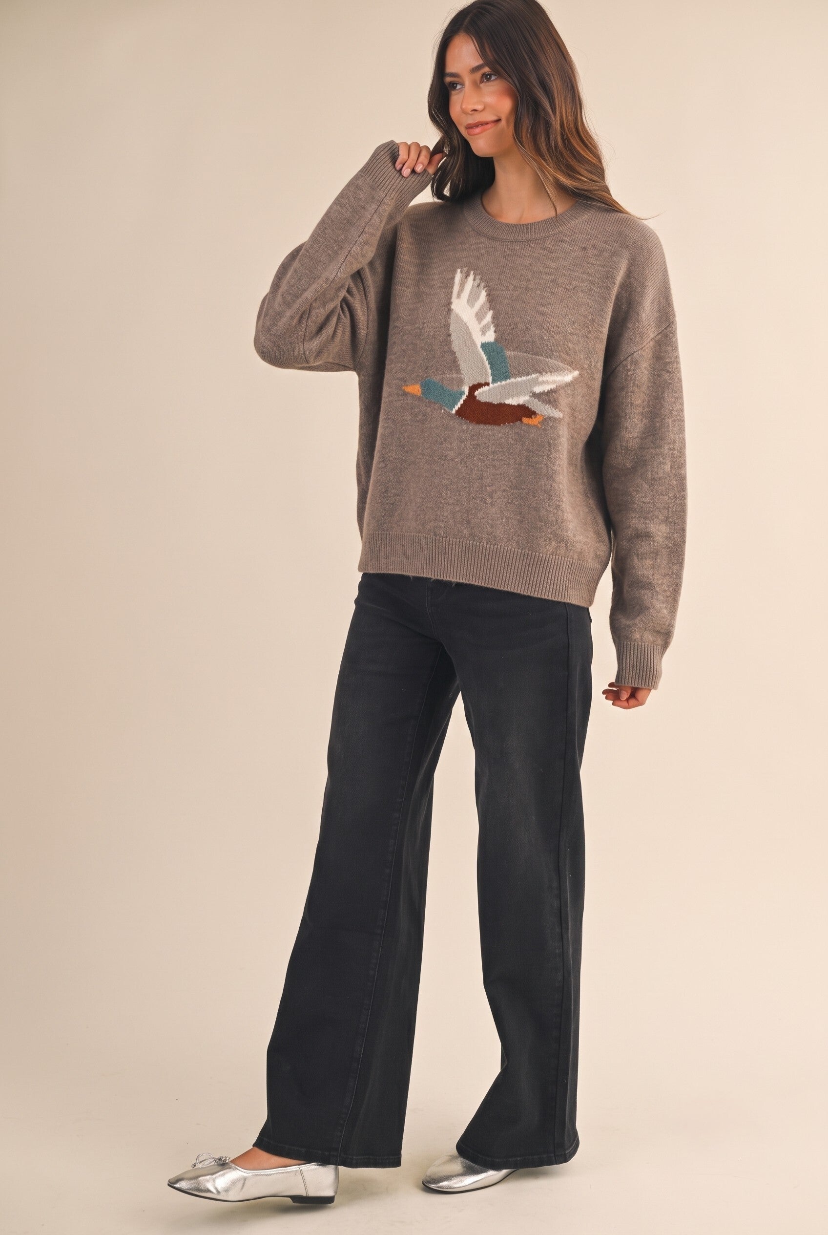 Open Sky Mallard Intarsia Sweater in Mocha - product photo 3