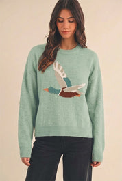 Open Sky Mallard Intarsia Sweater in Sage - product photo 1