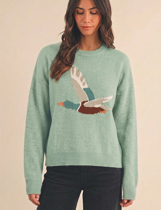 Open Sky Mallard Intarsia Sweater in Sage - product photo 1