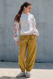 Orchard Stitch Embroidered Hoodie in Light Beige - product photo 2