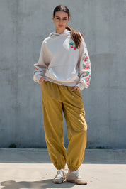 Orchard Stitch Embroidered Hoodie in Light Beige - product photo 6