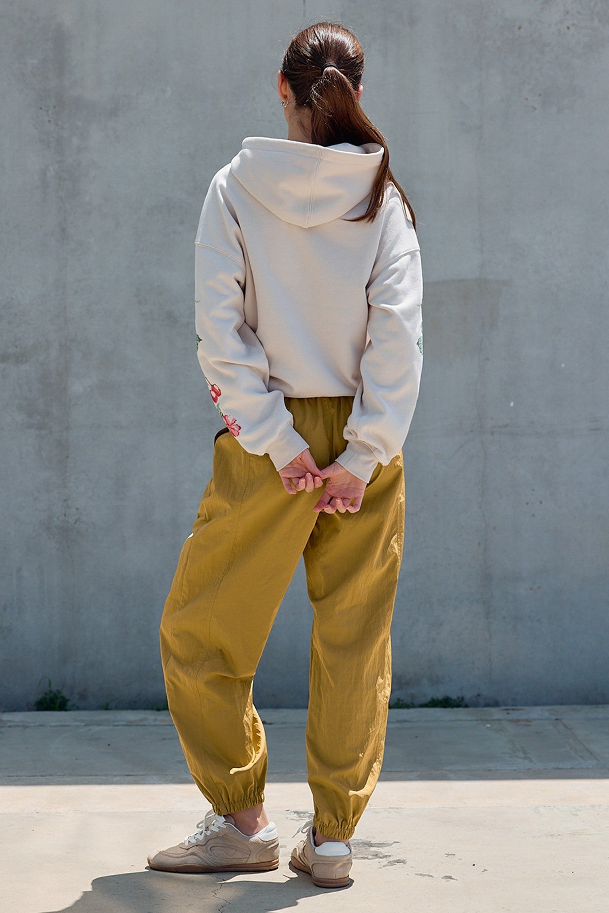 Orchard Stitch Embroidered Hoodie in Light Beige - product photo 7