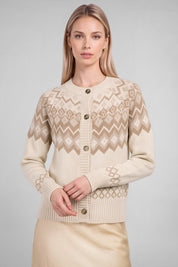Oslo Fair Isle Button Cardigan - Oatmeal Heather