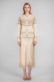 Oslo Fair Isle Button Cardigan - Oatmeal Heather