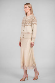 Oslo Fair Isle Button Cardigan - Oatmeal Heather