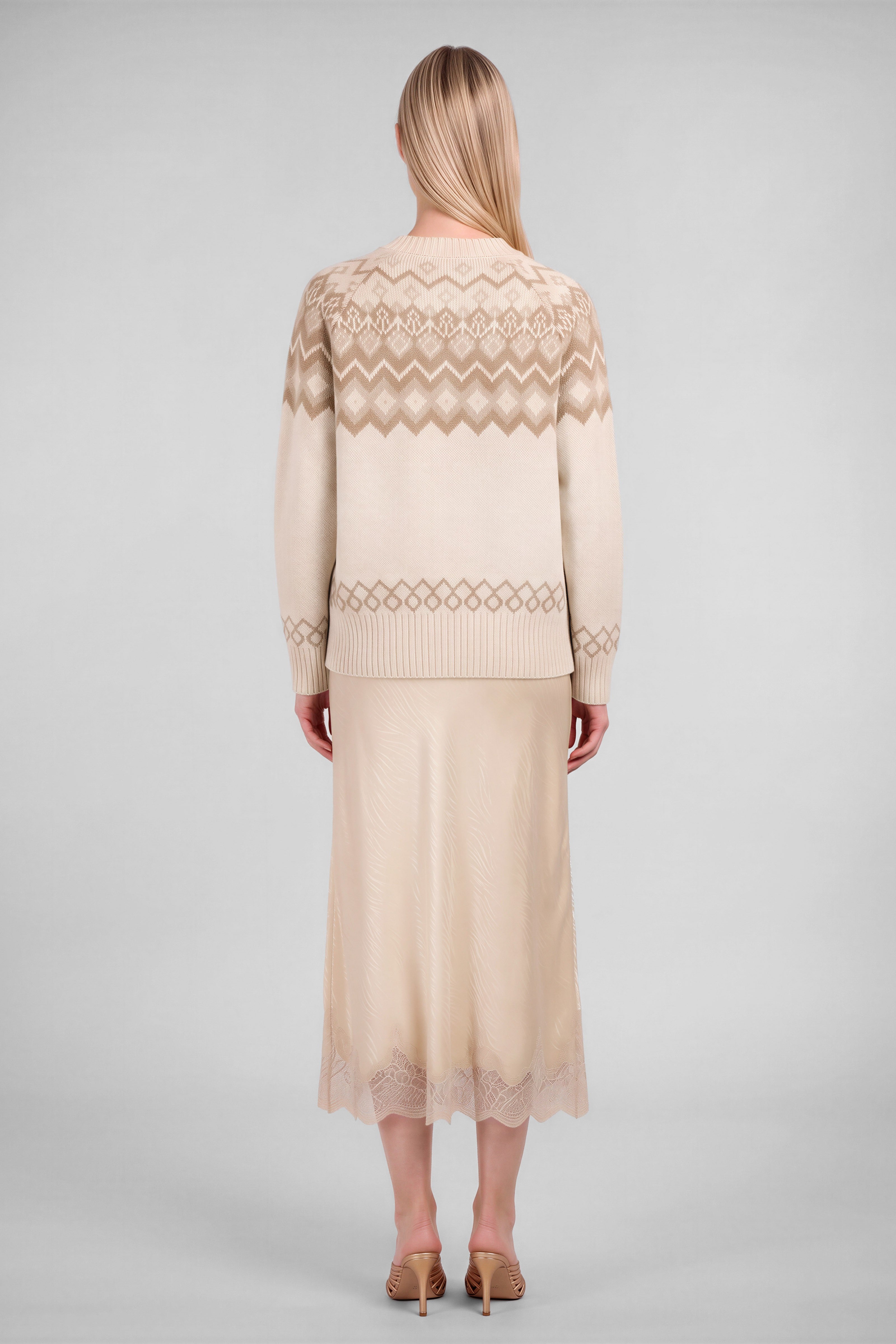 Oslo Fair Isle Button Cardigan - Oatmeal Heather