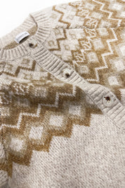 Oslo Fair Isle Button Cardigan - Oatmeal Heather