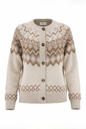Oslo Fair Isle Button Cardigan - Oatmeal Heather