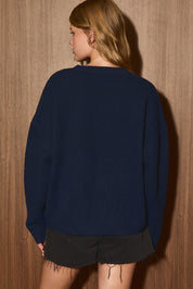 Otis Santa Pug Knit Sweater in Navy — product photo 03