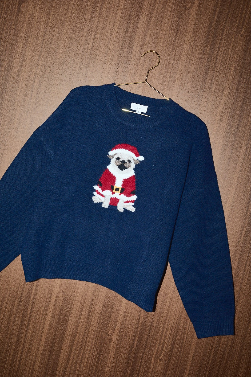 Otis Santa Pug Knit Sweater in Navy — product photo 05