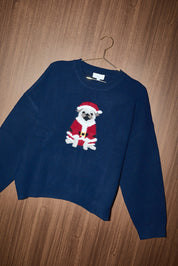 Otis Santa Pug Knit Sweater in Navy — product photo 05