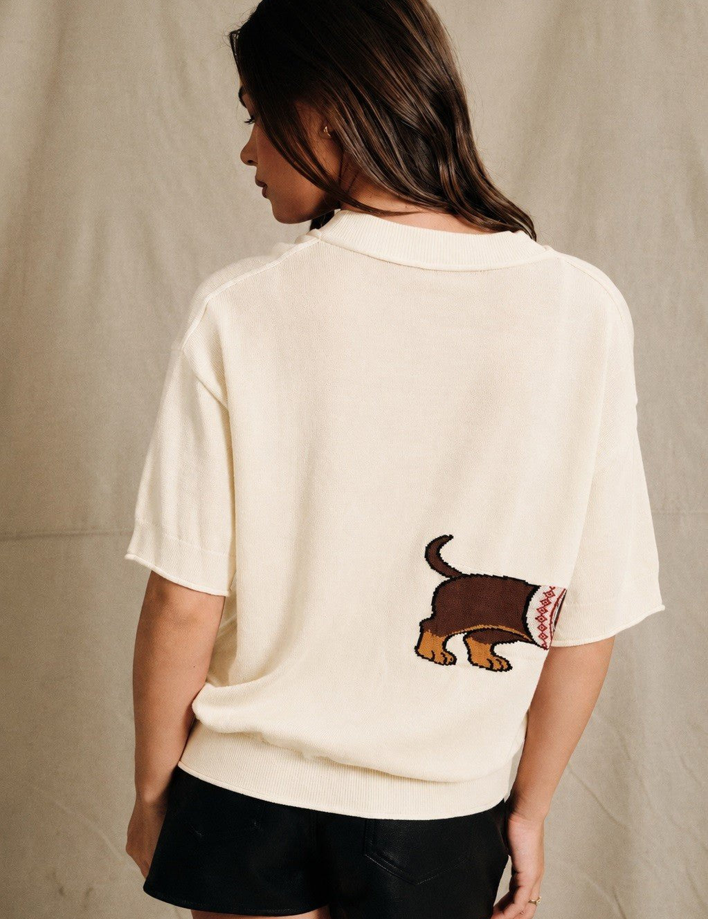 Otto Dachshund Short Sleeve Sweater - Westly