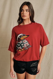 Otto Dachshund Short Sleeve Sweater in Red, photo 1