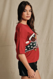 Otto Dachshund Short Sleeve Sweater in Red, photo 2