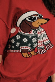 Otto Dachshund Short Sleeve Sweater in Red, photo 5