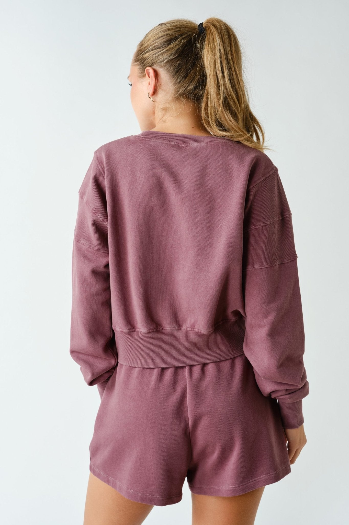 Out And About Washed Rib-Trim Cropped Sweatshirt - Westly