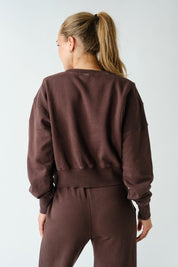 Out And About Washed Rib-Trim Cropped Sweatshirt - Westly