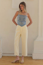 Out West Denim Paisely Embroidered Bandana Top - Westly