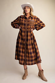 Out Yander Plaid Double Gauze Woven Dress - Westly
