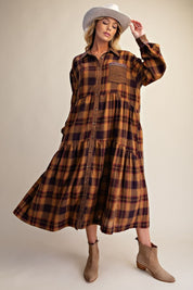Out Yander Plaid Double Gauze Woven Dress - Westly