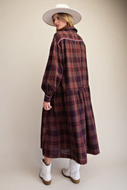 Out Yander Plaid Double Gauze Woven Dress - Westly