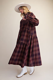 Out Yander Plaid Double Gauze Woven Dress - Westly